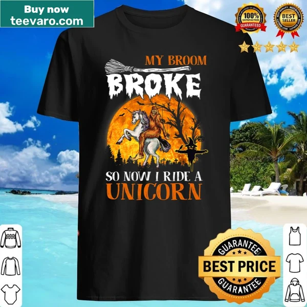 Halloween shirt featuring a unicorn and Bigfoot illustration