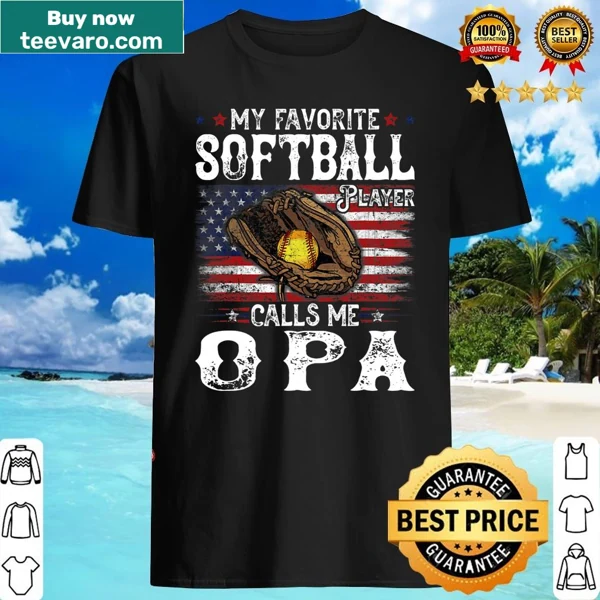 Softball-themed shirt for grandpas with American flag design.