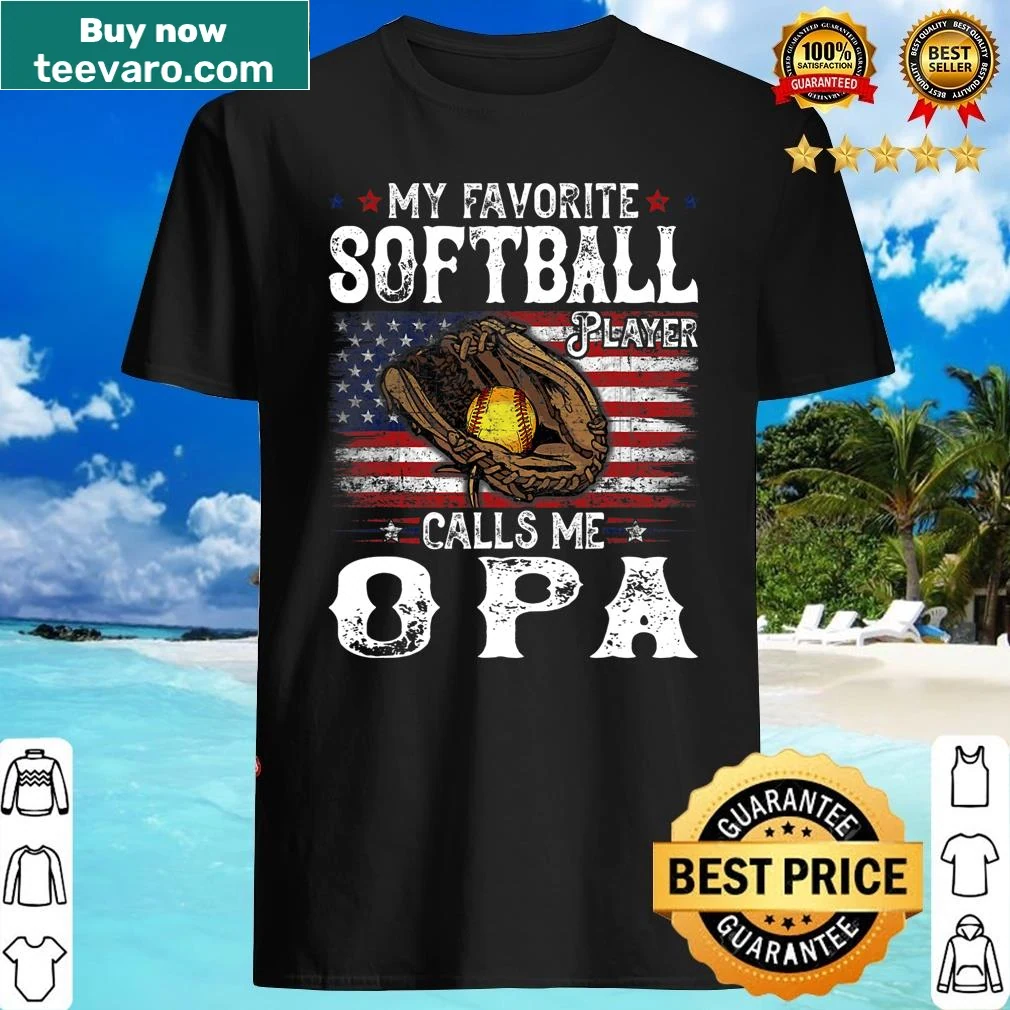 Softball-themed shirt for grandpas with American flag design.