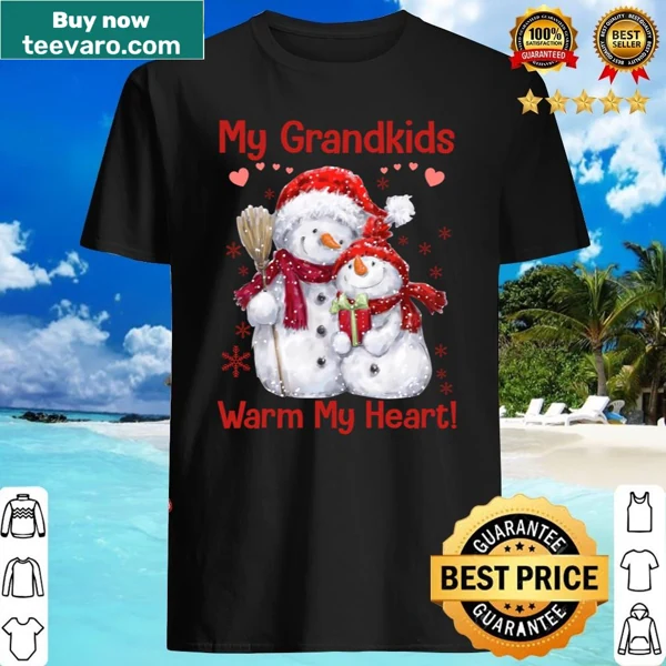 Snowman graphic shirt that says My Grandkids Warm My Heart