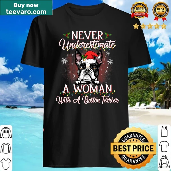 Christmas shirt featuring a Boston Terrier and festive text