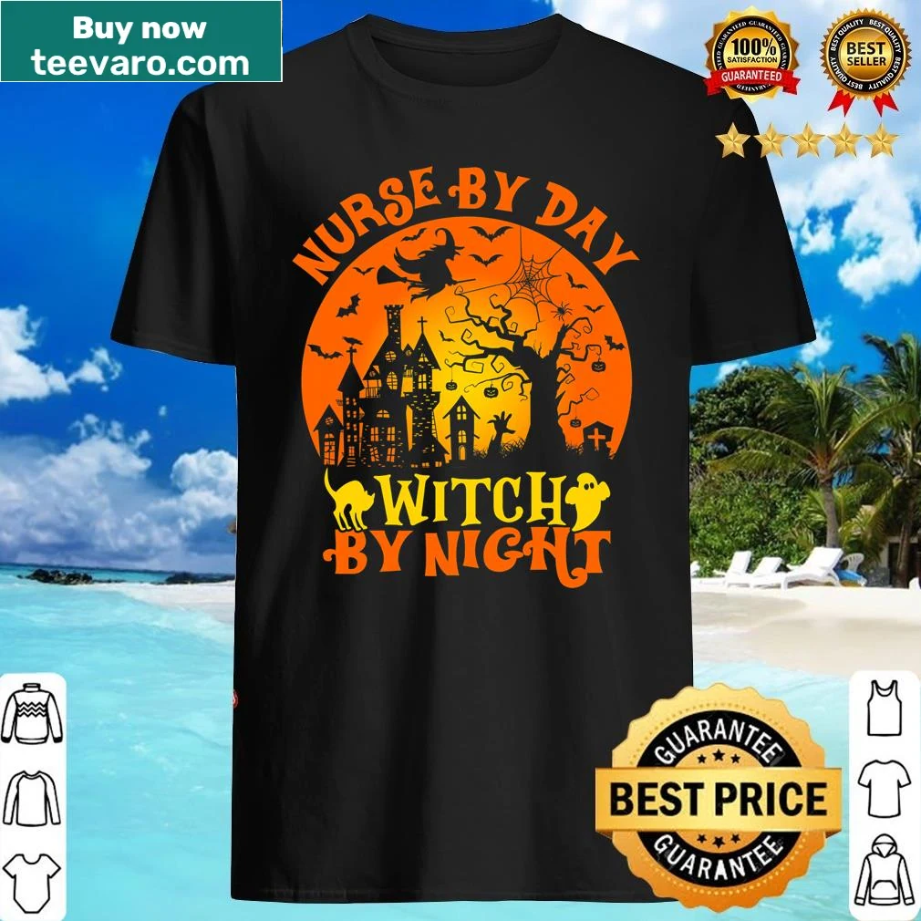 Funny Halloween shirt featuring a nurse and witch theme