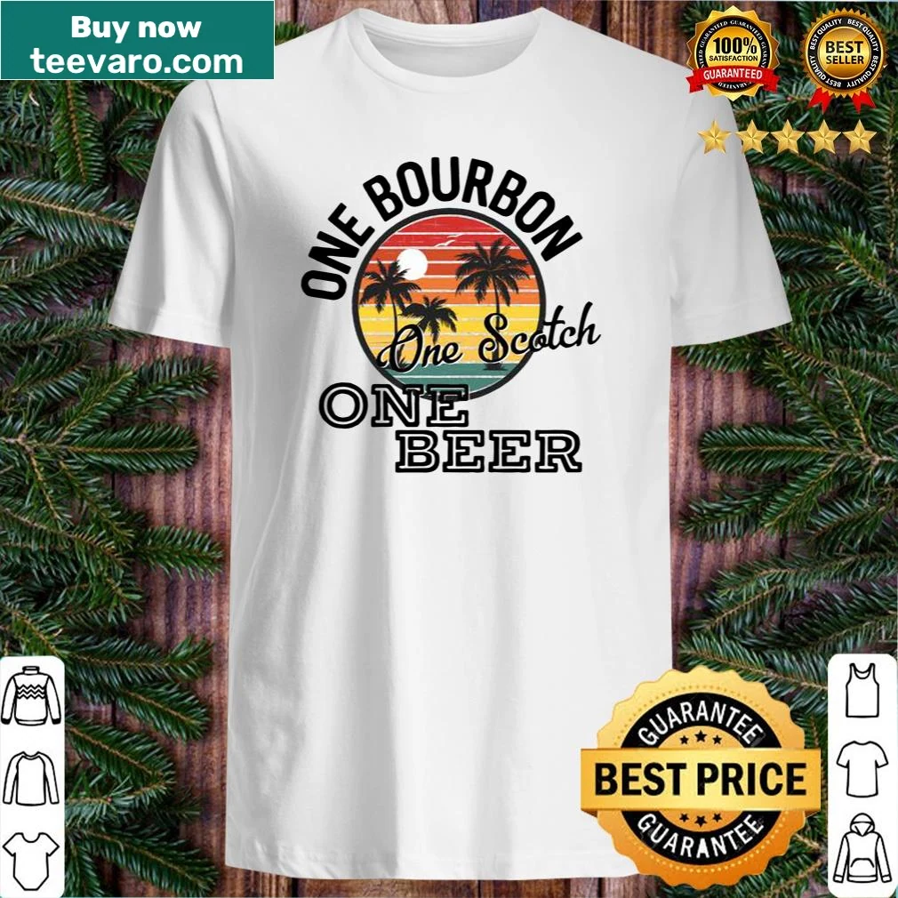 Country music lyrics shirt featuring 'One Bourbon One Scotch One Beer' text