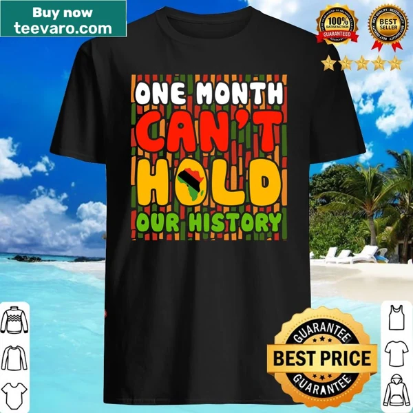 Long sleeve shirt celebrating Black History Month with powerful text.