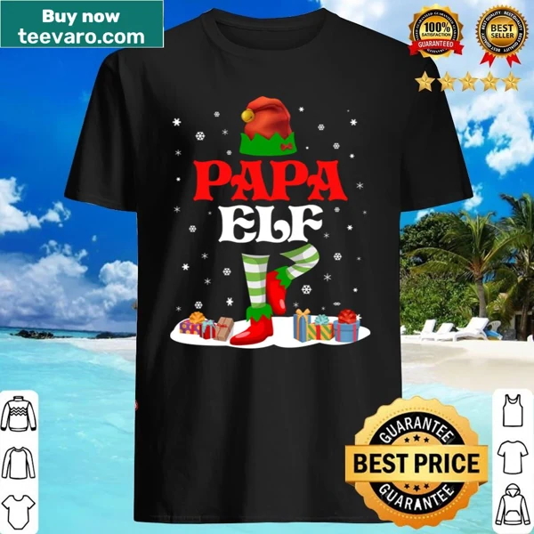 Whimsical shirt featuring a cartoon Papa Elf design