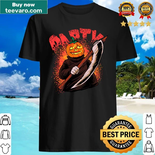 Spooky Halloween shirt featuring a scary pumpkin design