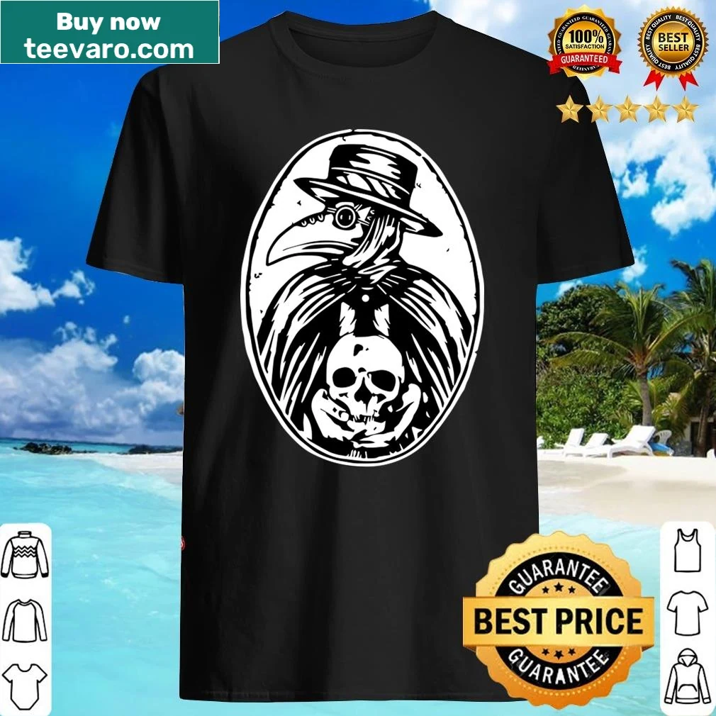 T-shirt featuring an illustration of a plague doctor