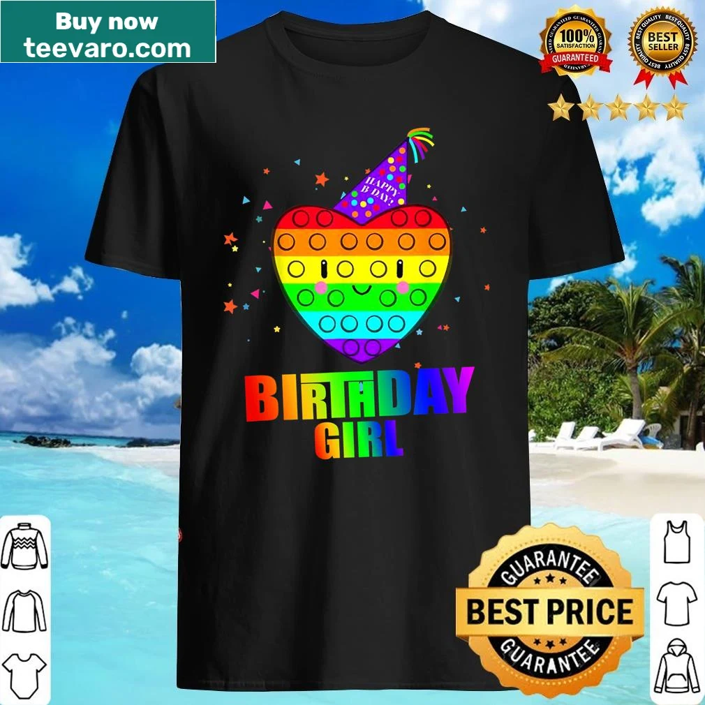Fun graphic of pop-it bubbles on a birthday shirt for girls