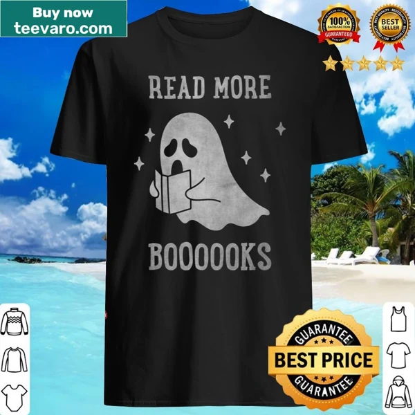 Cute ghost surrounded by books on a Halloween shirt