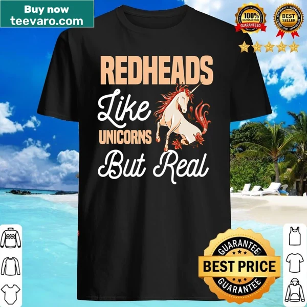 Whimsical design of a unicorn and ginger hair on a shirt