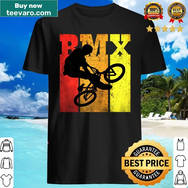 Retro BMX shirt featuring vintage motocross stunt graphics