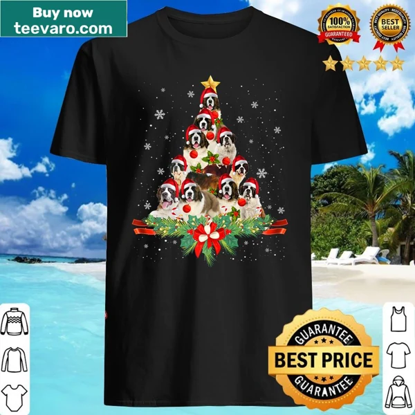 Christmas shirt with Saint Bernard and Christmas tree design