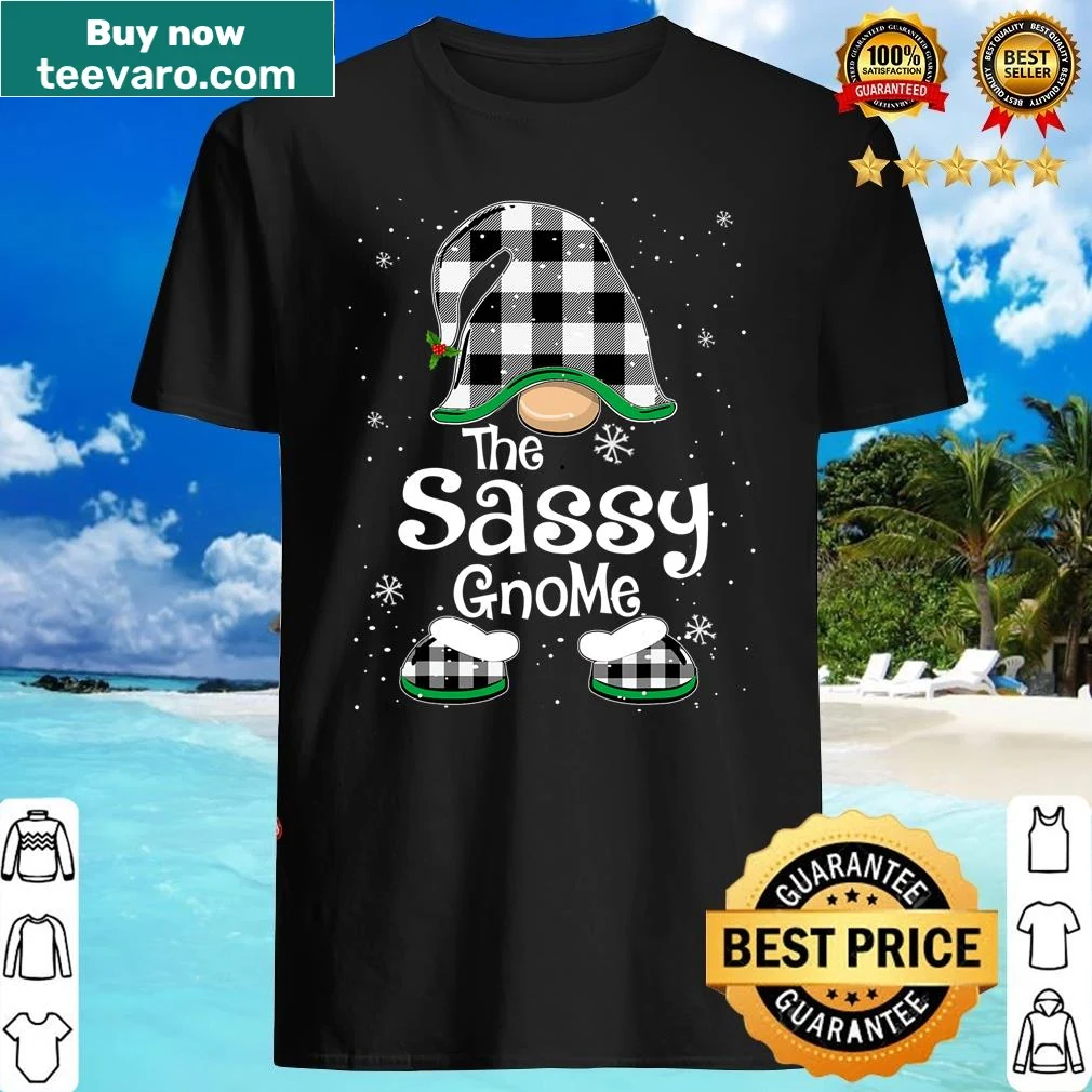Matching family Christmas pajama shirt with gnome design