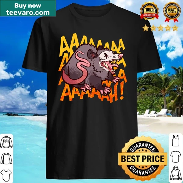 Cartoon shirt with a screaming possum graphic