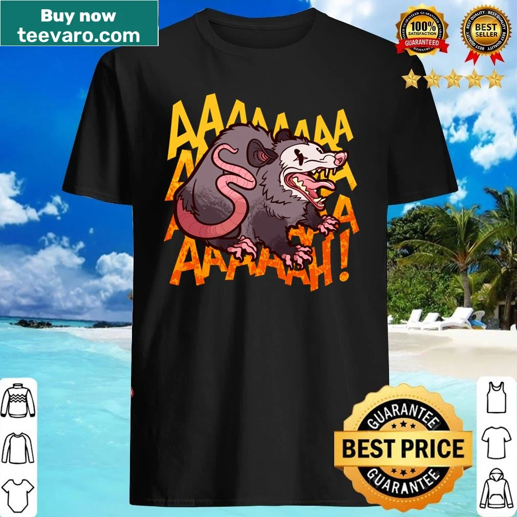 Cartoon shirt with a screaming possum graphic