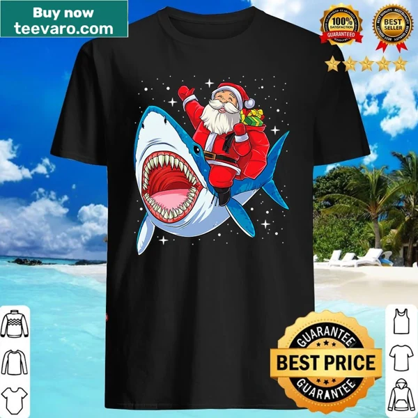 Cute shark Santa graphic on kids Christmas pajamas