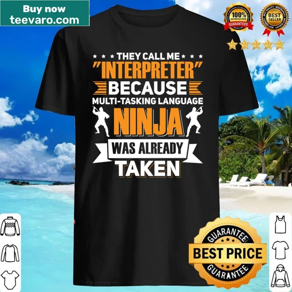 Sign language interpreter shirt with 'Language Ninja' theme