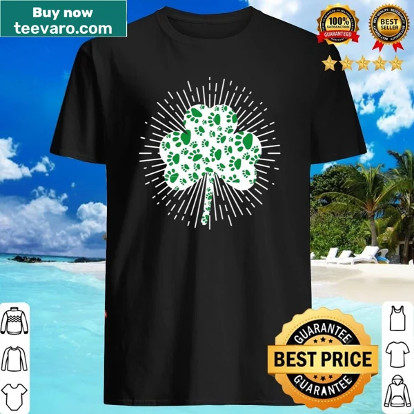 St. Patrick's Day shirt with dog paw and shamrock design