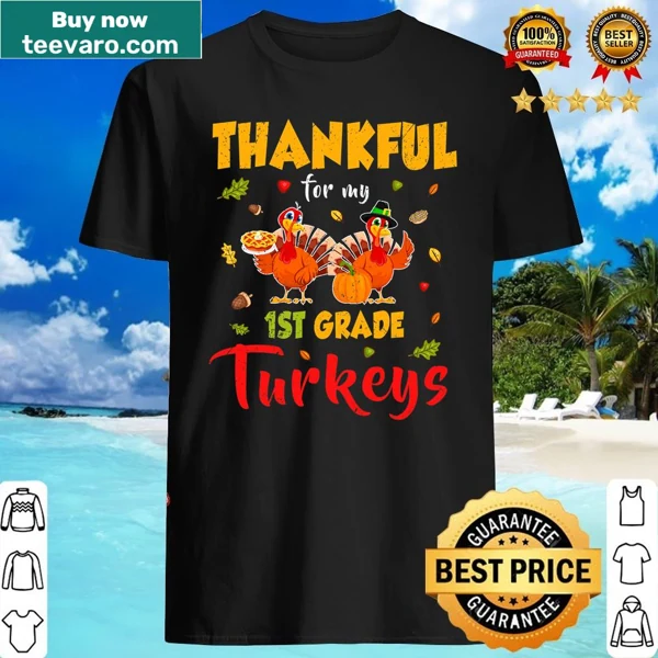 Cute teacher shirt with cartoon turkeys for Thanksgiving