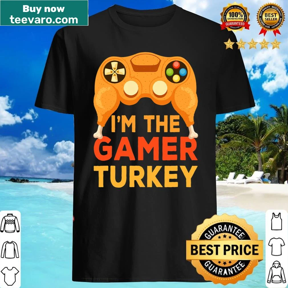 Fun Thanksgiving shirt with turkey and video game controller illustration