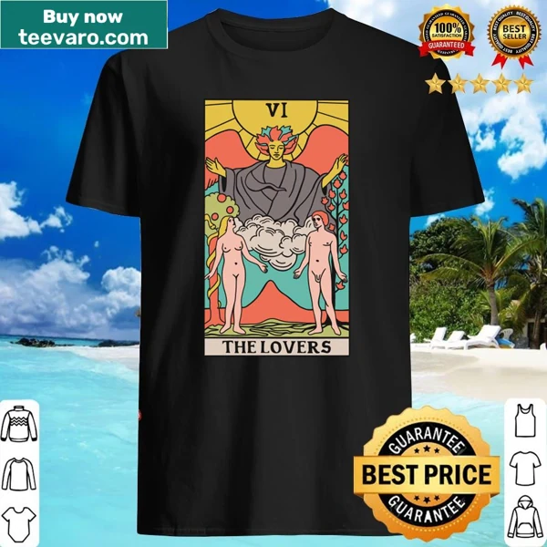 Whimsical shirt design featuring The Lovers Tarot Card