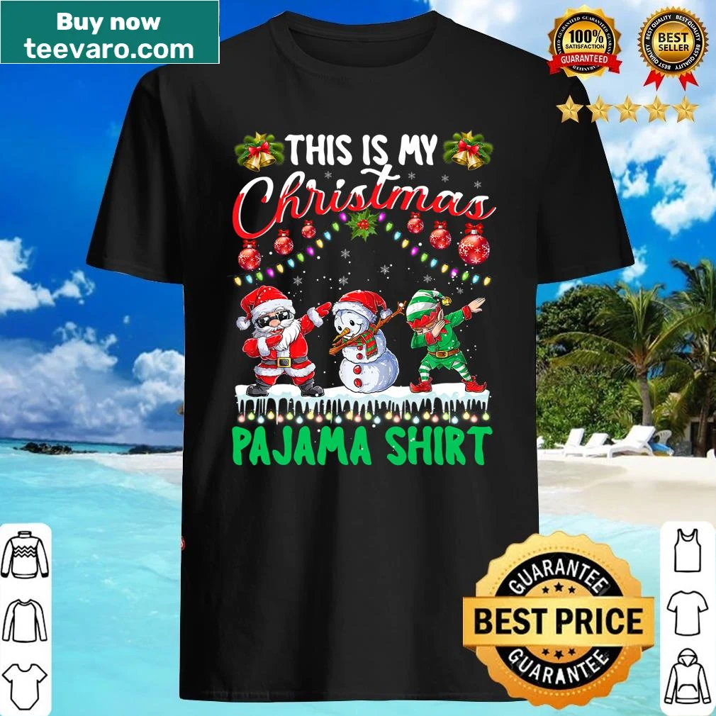Kids Christmas shirt with dabbing Santa and snowman graphics