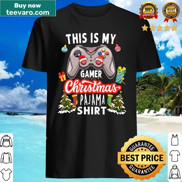 Cute Christmas gamer shirt with video game graphics for grandson.