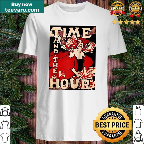 Victorian-style shirt with elegant typography about time.