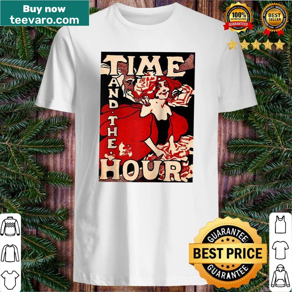 Victorian-style shirt with elegant typography about time.