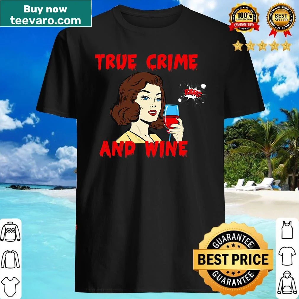 Retro graphic tee featuring true crime and wine themes