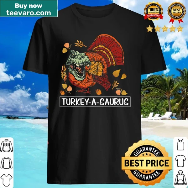 Cartoon T-rex in a turkey costume for Thanksgiving humor