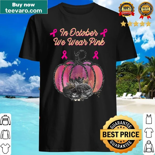 Pink pumpkin design shirt promoting breast cancer awareness