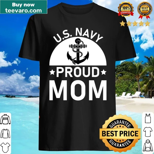 U.S. Navy Proud Mom t-shirt with bold typography and Navy emblem