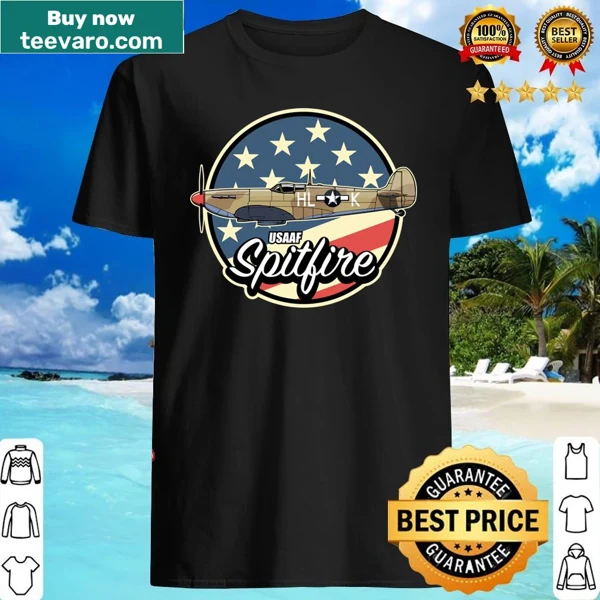 Shirt featuring an illustration of the Usaaf Spitfire aircraft