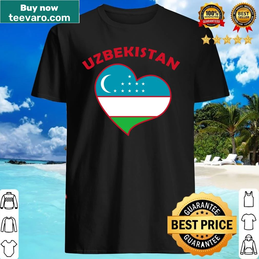 Shirt with a heart and Uzbekistan flag design expressing homeland love