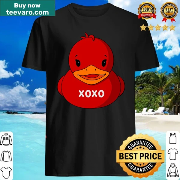 Cute rubber duck illustration on a Valentine shirt for kids