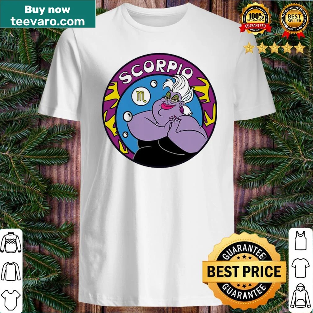 Ursula from Disney featured with Scorpio zodiac elements on a shirt