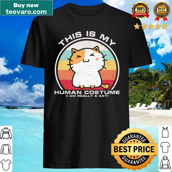 Vintage-themed Halloween cat graphic t-shirt with playful text
