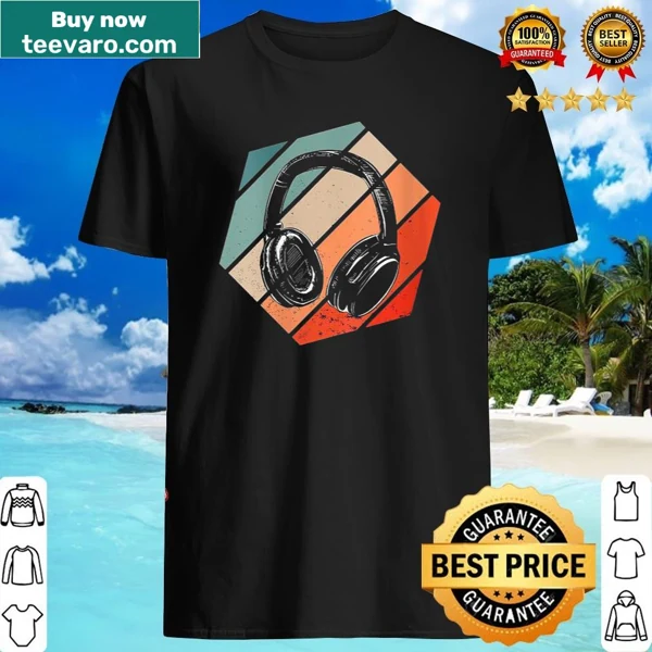 Retro DJ shirt with vintage headphones and turntable design