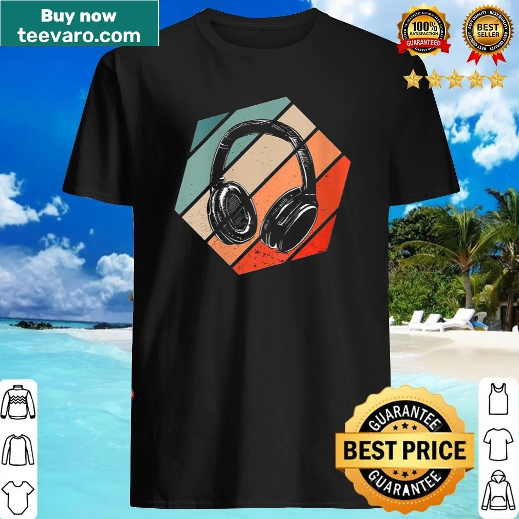 Retro DJ shirt with vintage headphones and turntable design