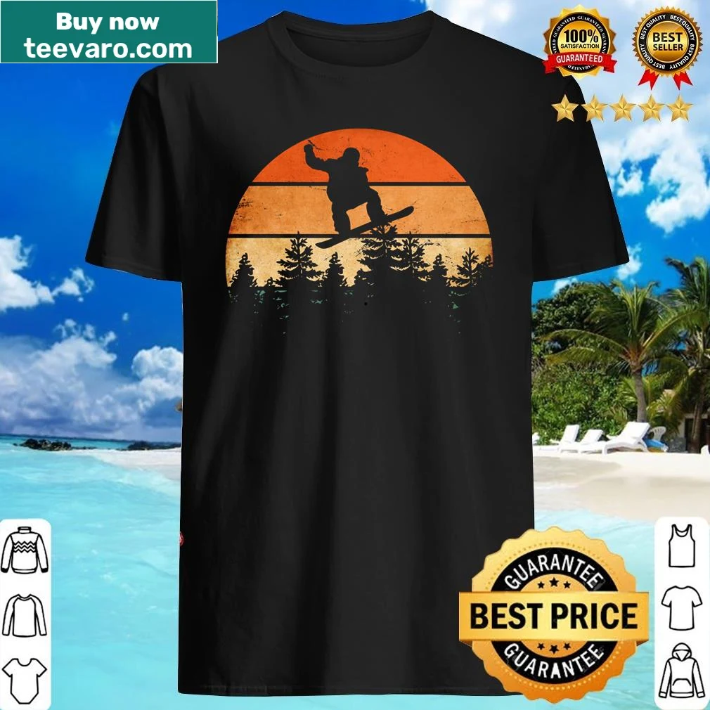 Vintage shirt with retro sunset and snowboarding design
