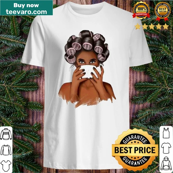 Humorous shirt featuring a woman with curlers