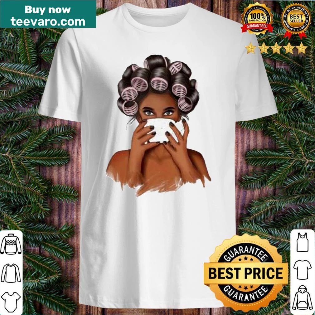 Humorous shirt featuring a woman with curlers