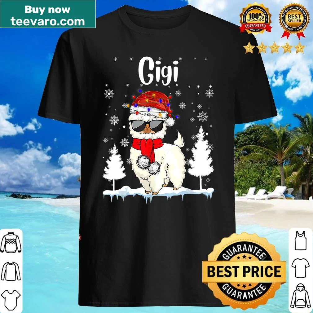 Cute Christmas shirt for moms with a Santa hat llama design