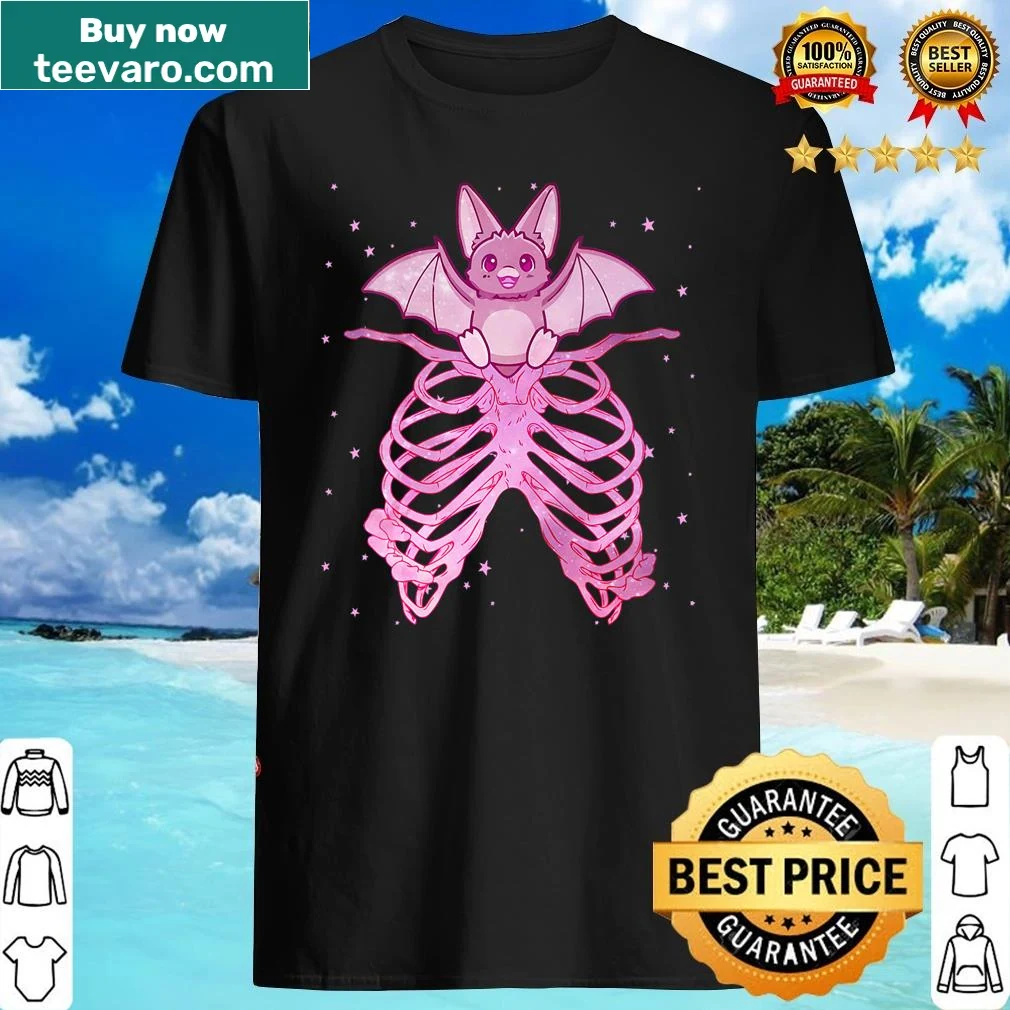 Cute bat graphic on a V-neck shirt for women