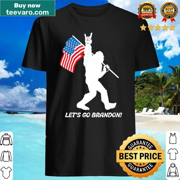 V-neck shirt with 'Let's Go Brandon' and American flag design