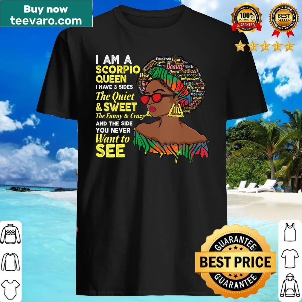 Scorpio Zodiac V-neck shirt with astrological symbol and text