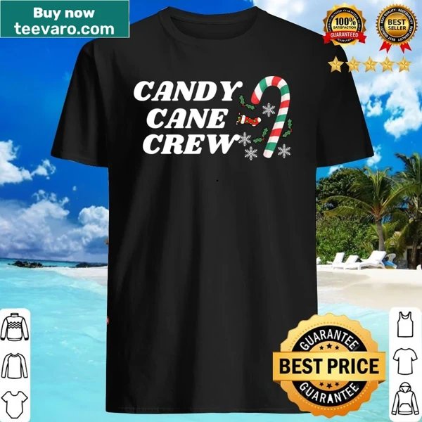 Illustrated candy canes design on a Christmas crew shirt for couples