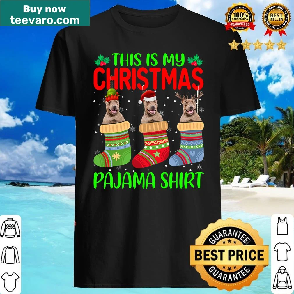 Christmas shirt with pitbull illustration and festive elements