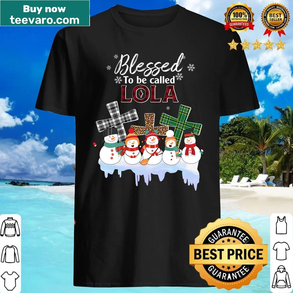 Long sleeve shirt featuring a snowman and cross with the name Lola